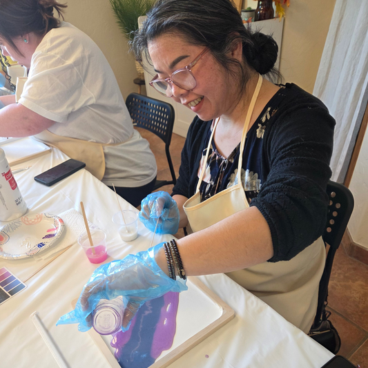 epoxy resin art tray class las cruces date night