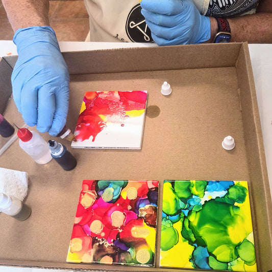 alcohol ink abstract art class las cruces
