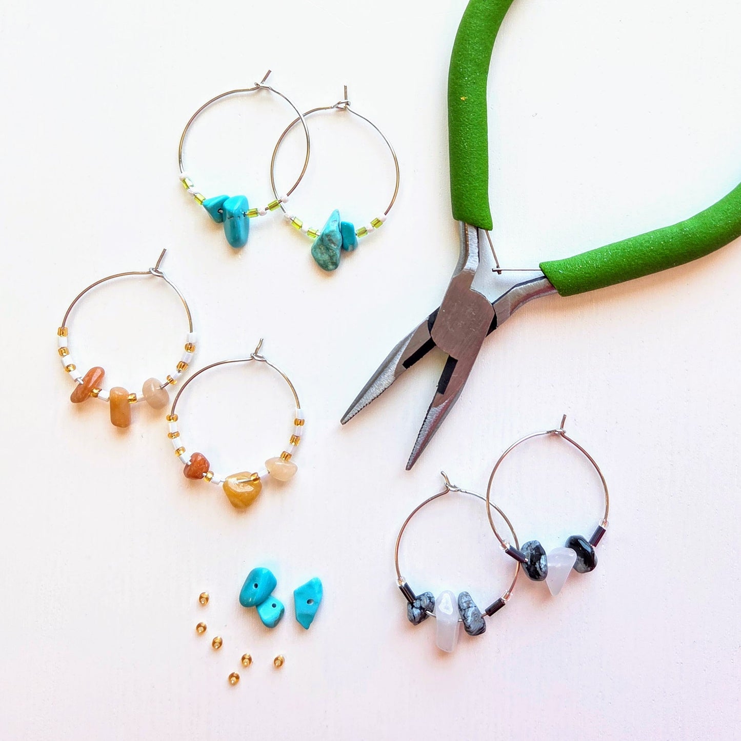 Gem bead hoop earings craft diy las cruces