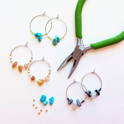 Gem bead hoop earings craft diy las cruces