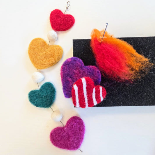 Needle Felted Heart Garland Workshop