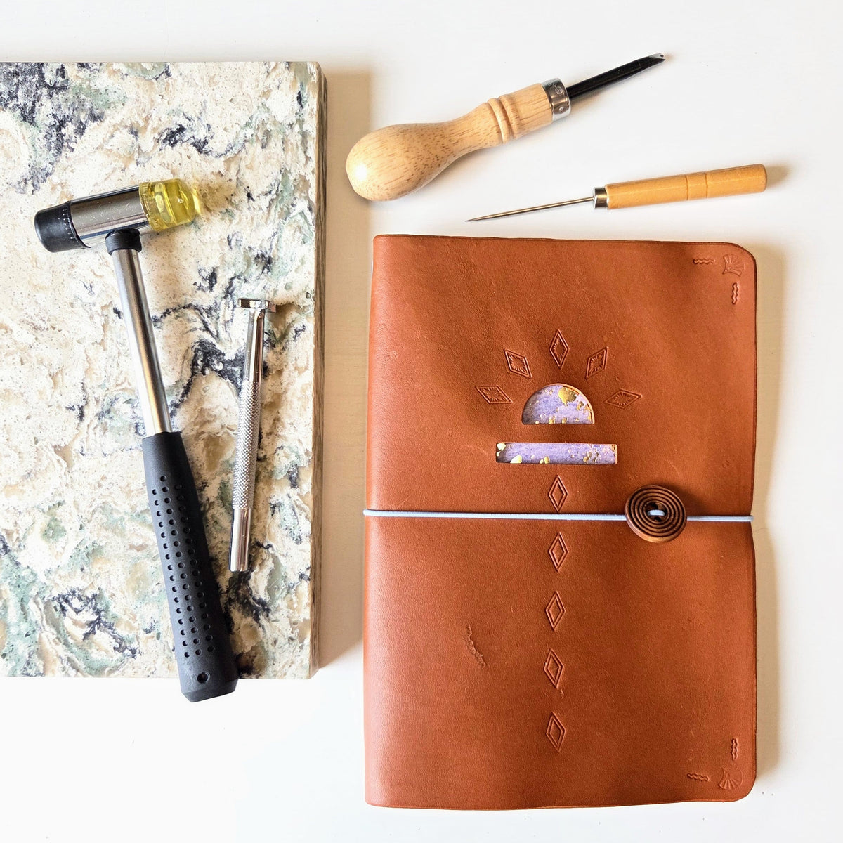 handmade brown leather journal class las cruces