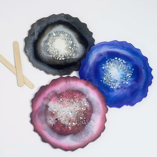 Geode Coasters made with Epoxy Resin Class Video