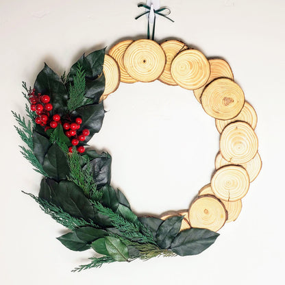 [Video] Winter Wood Slice Wreath Class and Kit
