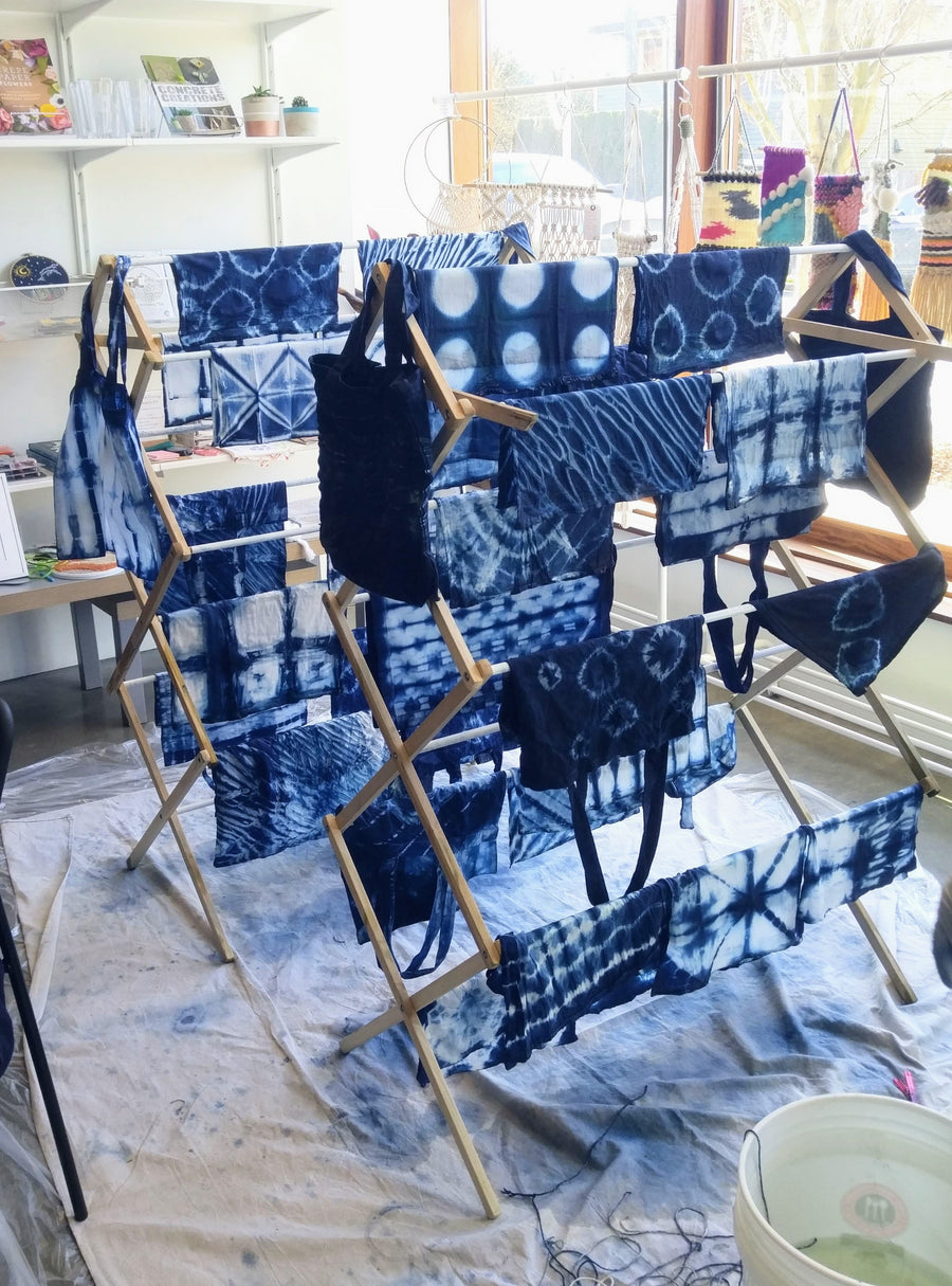 dark blue indigo dye creative adult art class 