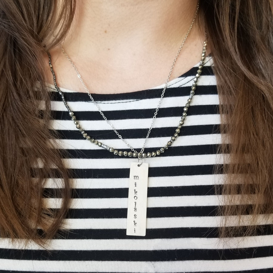 Metal stamped deals necklace