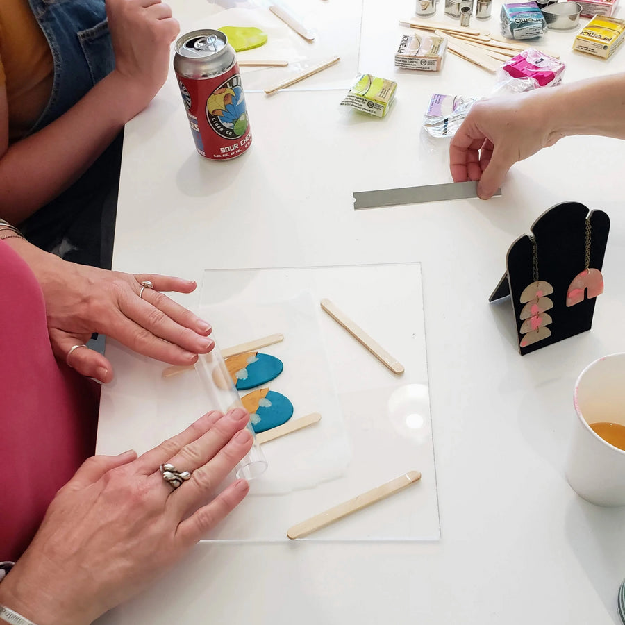 jewelry making workshop with clay