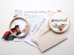 Feminist cross stitch embroidery kit