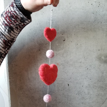 heart felted garland