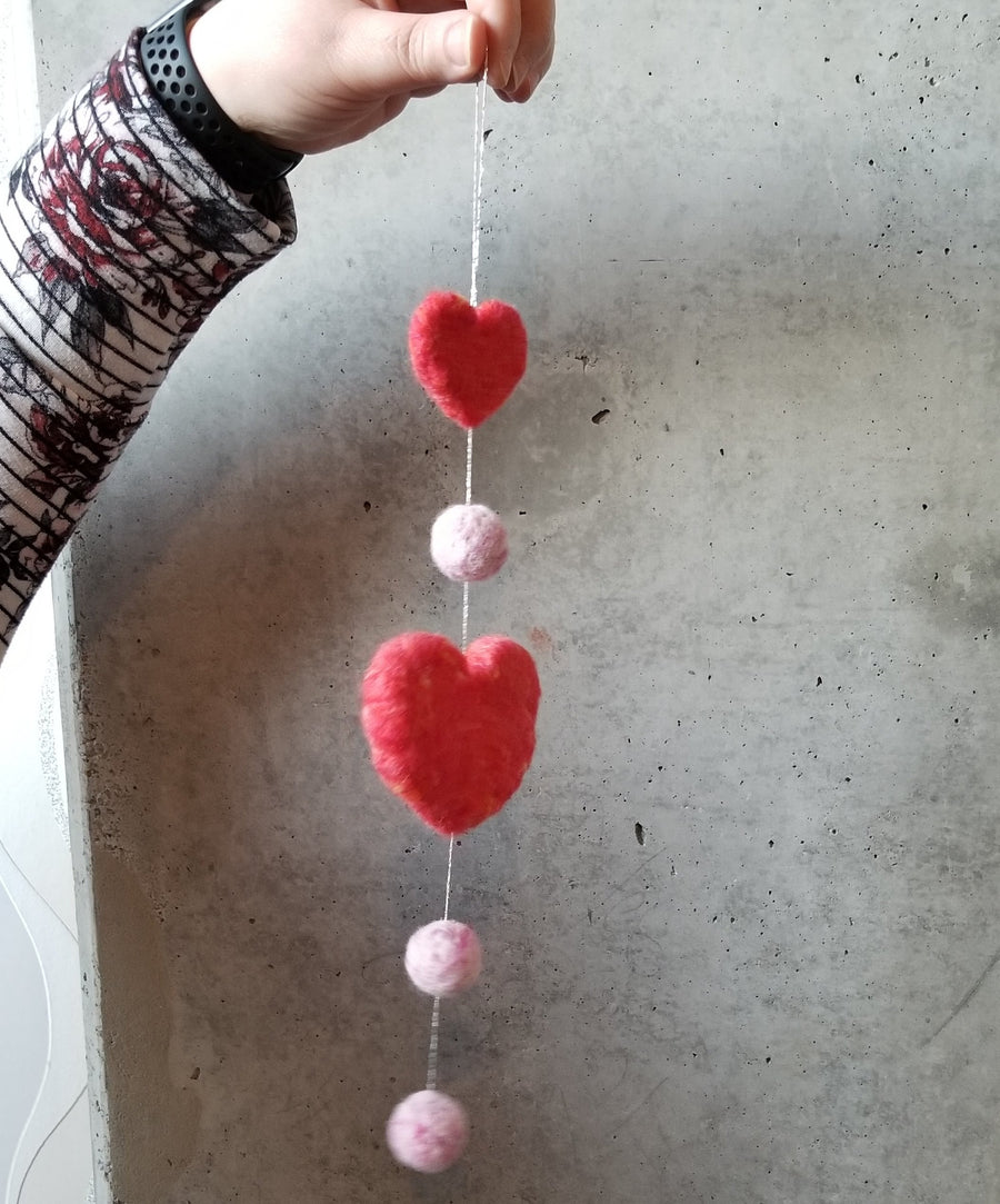 heart felted garland