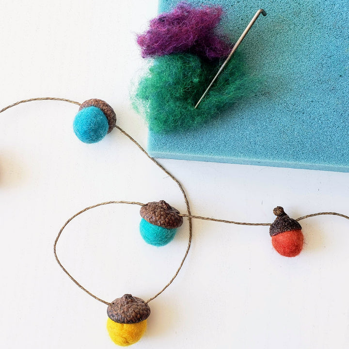 [Online] Needle Felting Acorn Garland Class