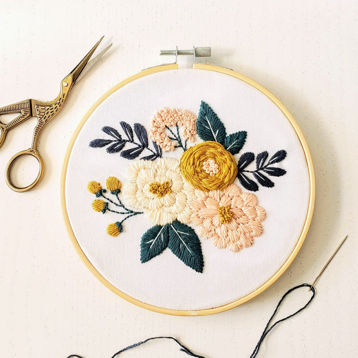 filled wildflower floral embroidery kit