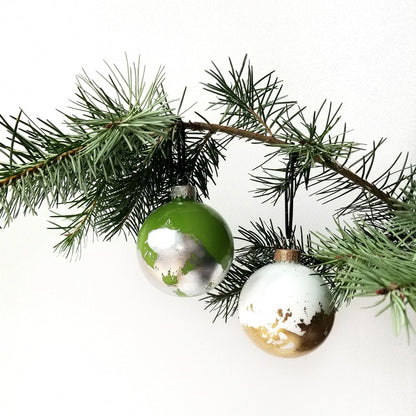 metal leaf painted glass holiday ornament handmade gift class