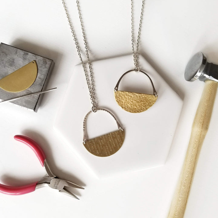 silver and brass jewelry making class