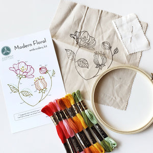 modern floral embroidery kit class