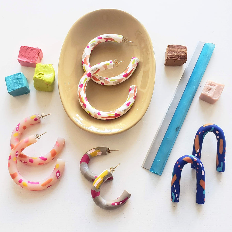 Polymer Clay Hoop Earrings Class – Assembly: gather + create