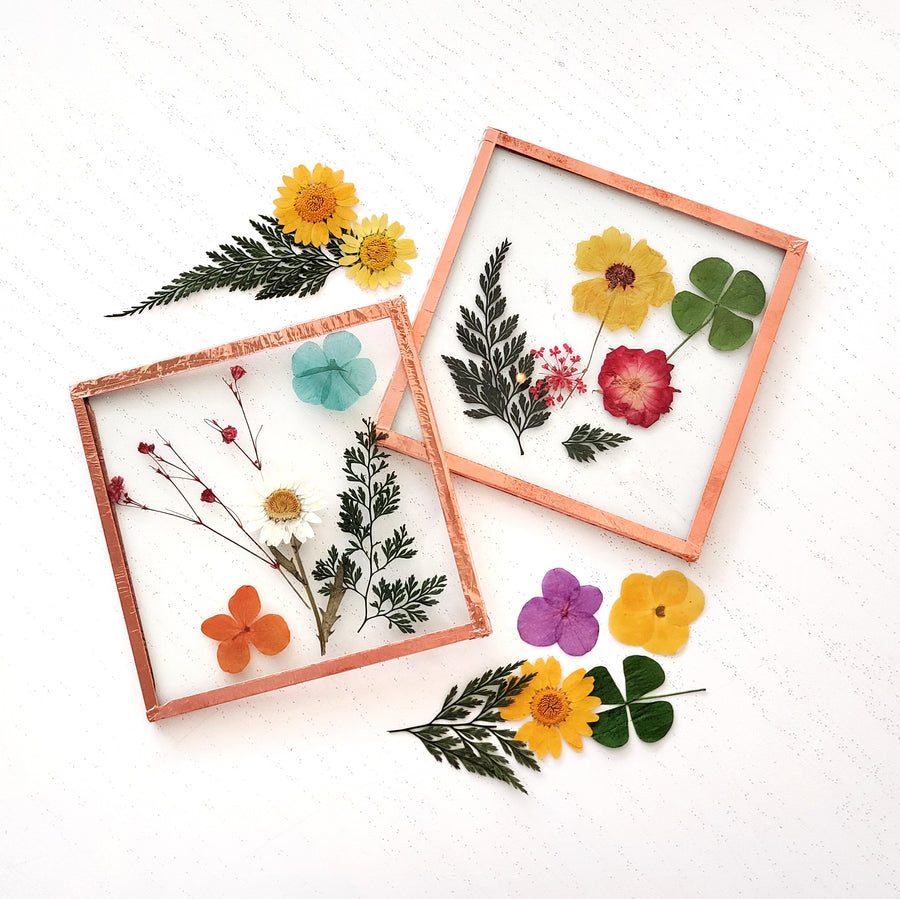pressed flower art coasters kit