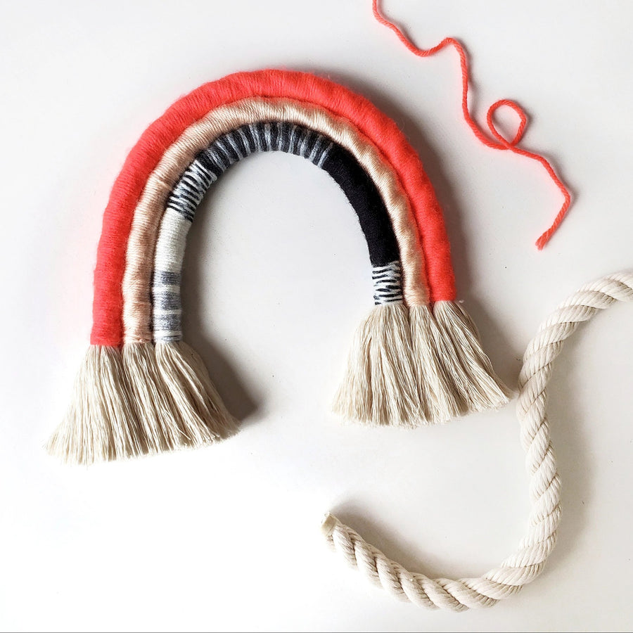 fiber art rainbow wall hanging portland