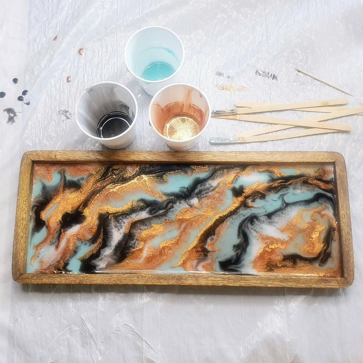 resin art wood tray class and kit
